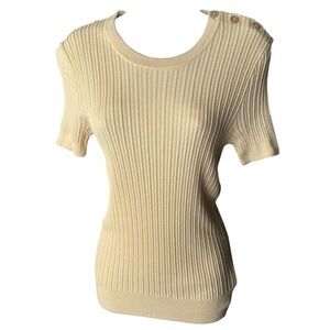 Ralph Lauren Purple Label Sweater Blouse Women's SZ. M Cream Wool Silk Ribbed